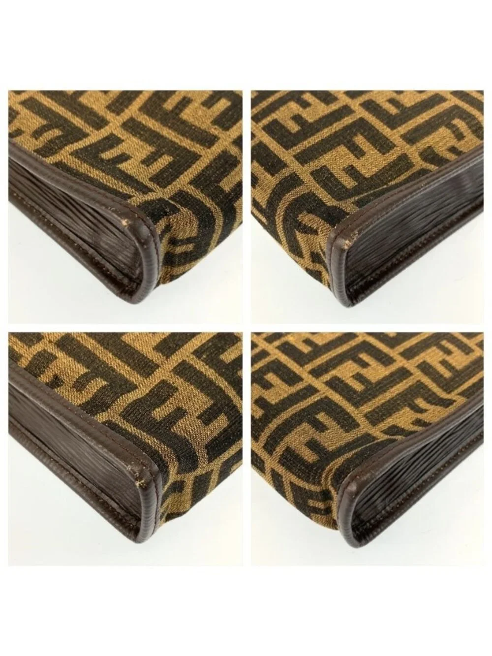 Fendi Vintage Zucca Brown Canvas Clutch Bag